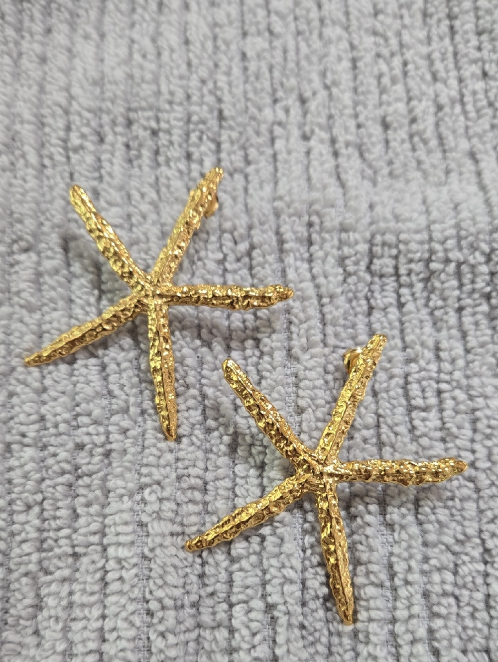 Gold Starfish Stud Earrings. Water Friendly